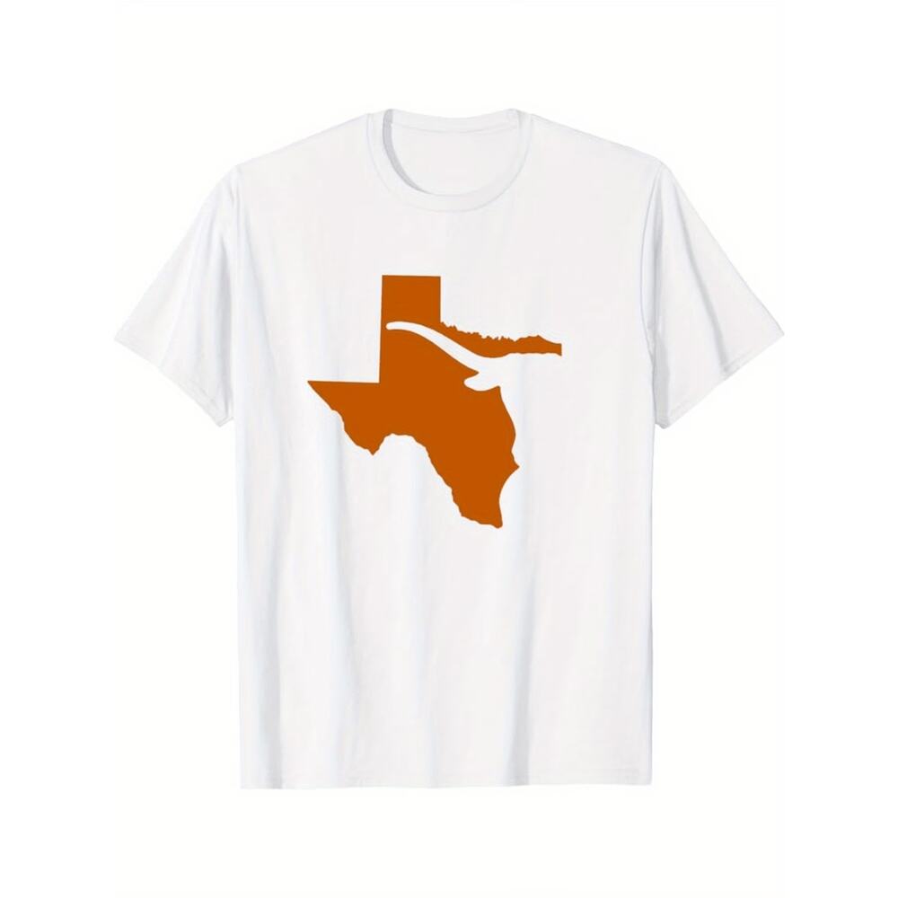 Texas T Shirt Large New Crew Cotton Unisex Soft Austin Unisex White Orange Logo